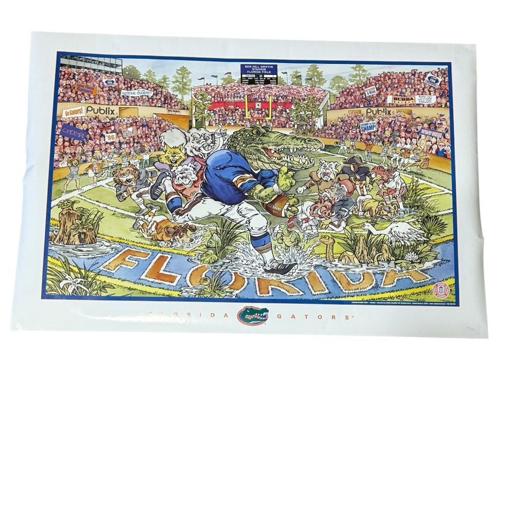 Vintage Florida Gators Ben Hill Griffin Stadium Poster 36” x 24” For Mancave
